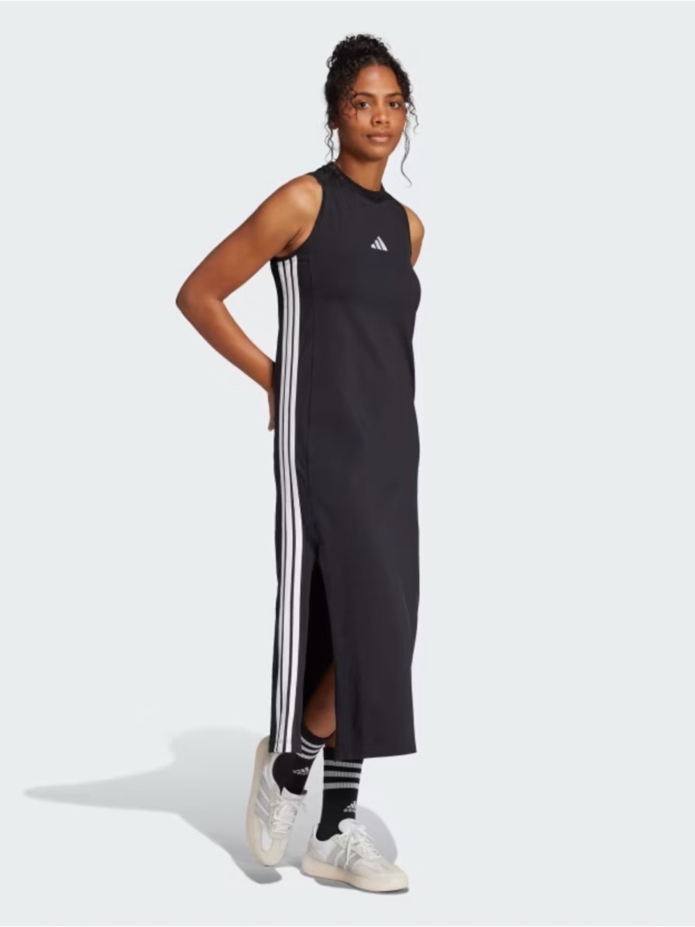 adidas Black Maxi Tank Dress with Side Stripes - Picture 2 of 6